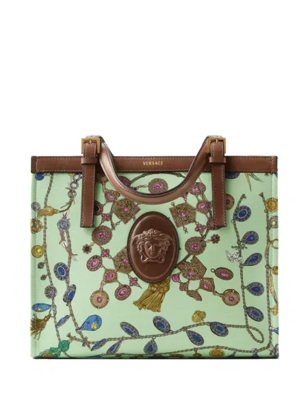 Geantă shopper Versace din canvas verde