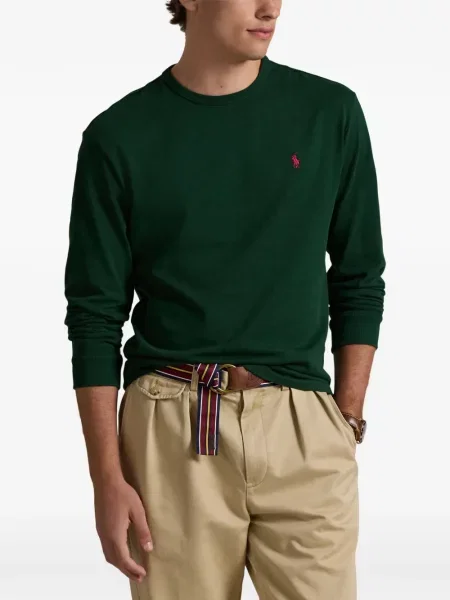 Tricou polo Polo Ralph Lauren cu glugă cu blană cu broderie roșu