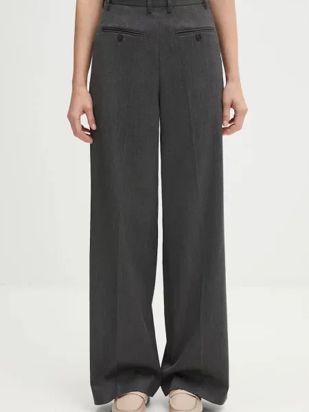 Maison Margiela pantaloni din lână drept high waist gri