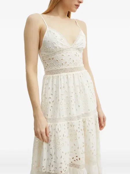 Rochie midi Ermanno Scervino din dantelă până la genunchi de costum alb