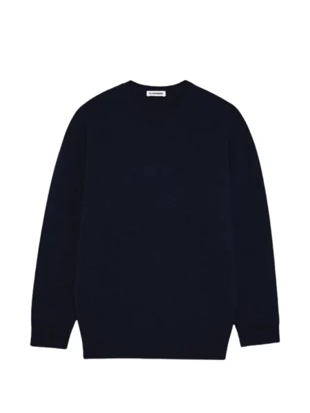 Lung pulover Jil Sander cu decolteu rotund albastru