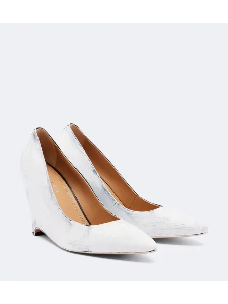 Pantofi cu toc Maison Margiela din piele cu pană alb
