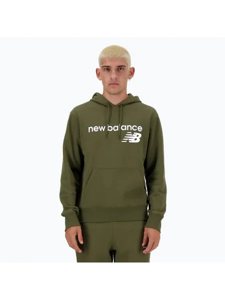 Флийс суичър с качулка New Balance с качулка зелено