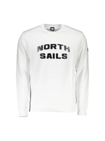 Bluza z kapturem North Sails z okrągłym dekoltem klasyczna z autografem biała