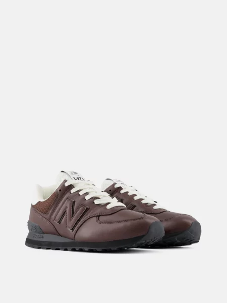 Кожаные повседневные кроссовки New Balance 574 коричневые