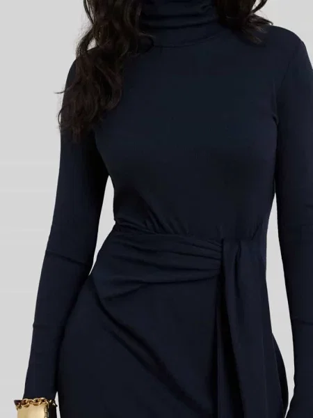 Sukienka casualowa o kroju regular fit z mieszanki bawełny i modalu Lauren Ralph Lauren granatowa