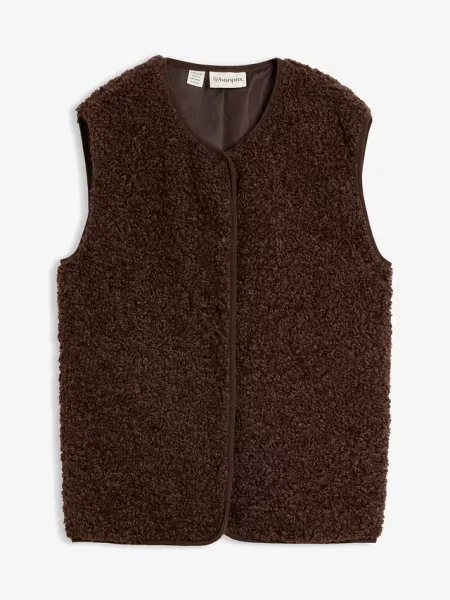 Kamizelka z pluszowego polaru brązowa