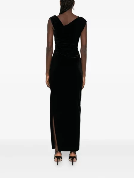 Rochie Sir de catifea drapată de costum negru