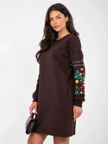 Rochie Rue Paris cu broderie maro
