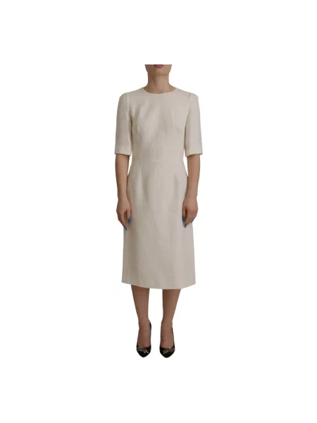 Sukienka midi Dolce And Gabbana w kwiatki biznesowa biała