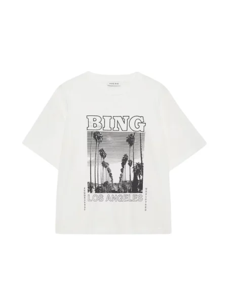 T-shirt z nadrukiem z napisem Anine Bing beżowa