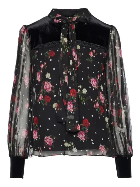 Top Nissa cu model floral negru