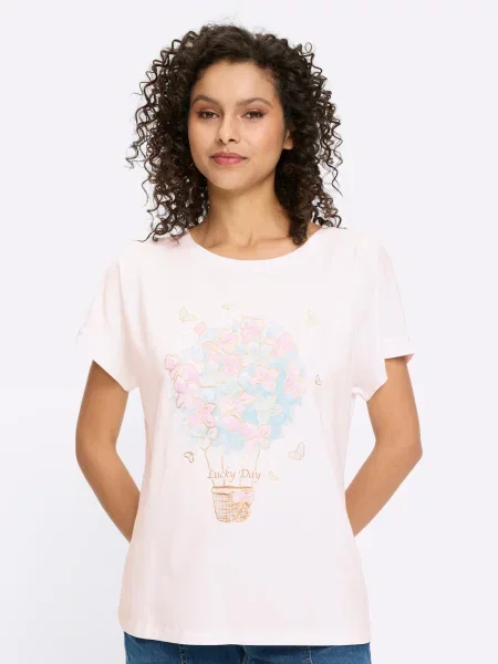 Heine Tricou albastru / roz alb