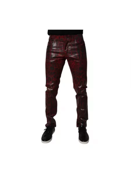 Skinny spodnie Dolce And Gabbana z nadrukiem czerwone