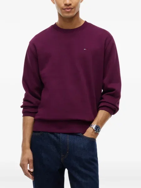 Пуловер Tommy Hilfiger бродиран с кръгло деколте червено