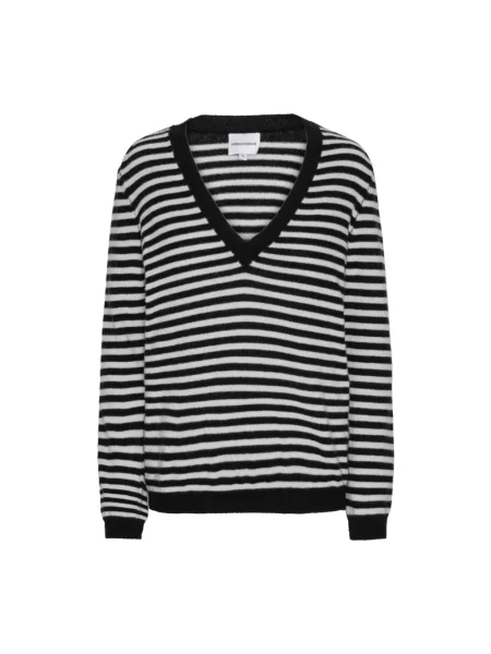 Sweter American Dreams z kaszmiru w paski czarny