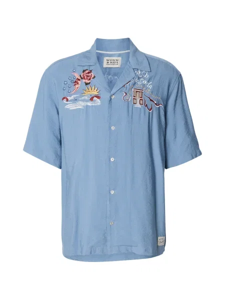 SCOTCH & SODA Cămașă The Annive albastru deschis / galben / roșu burgundy alb