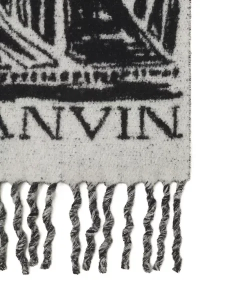 Fular Lanvin cu franjuri gri