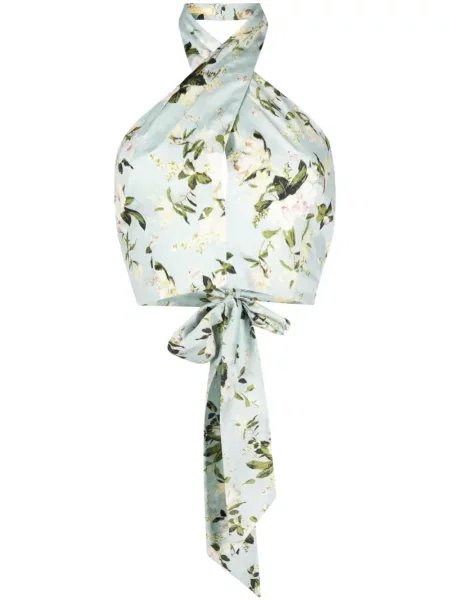 Top Erdem cu model floral cu imagine verde