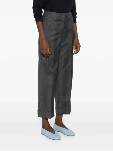 Pantaloni Peserico cu model herringbone gri