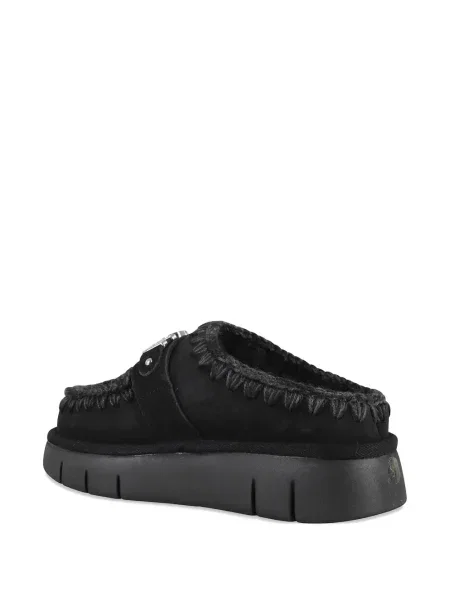 Papuci tip mules Mou din piele de oaie negru