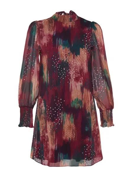 Trendyol Rochie verde închis / mov zmeură / portocaliu piersică alb