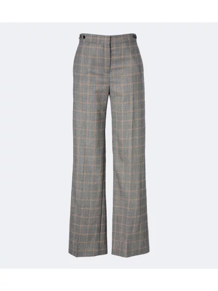 Pantaloni Stella Mccartney de lână în carouri gri