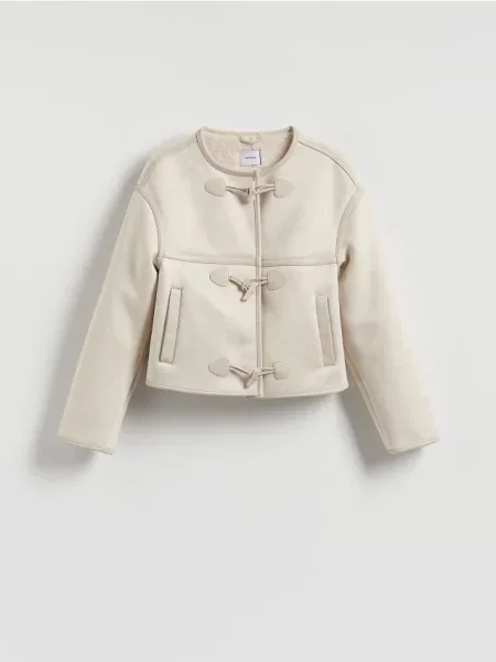 Reserved Geacă cu efect de piele întoarsă nude