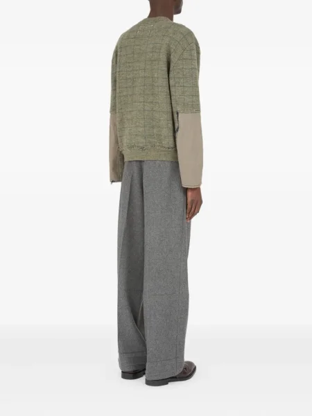 Pulover Maison Margiela de lână cu decolteu în V verde