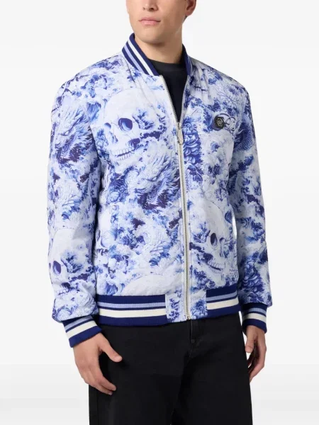 Geacă bomber Philipp Plein cu model floral alb