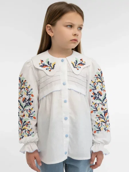 Детская рубашка Folk Moda белая