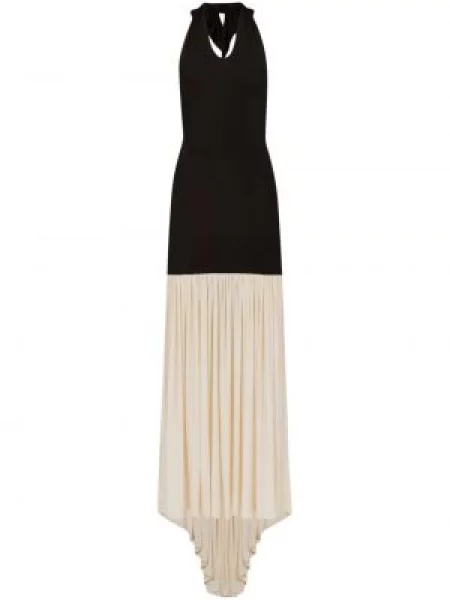Rochie maxi Nina Ricci fără mâneci cu gât halter de costum negru