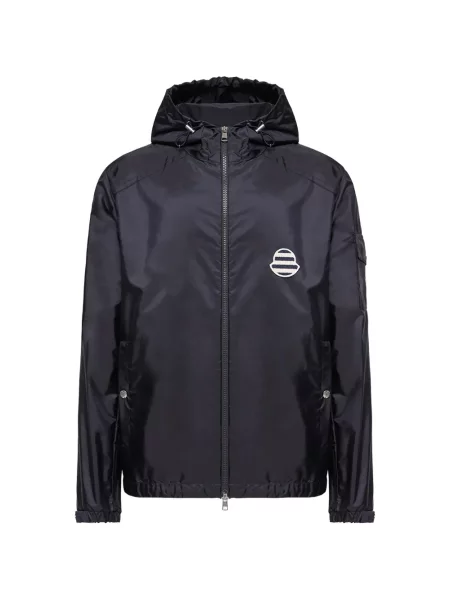 Geacă Moncler cu glugă cu autograf albastru