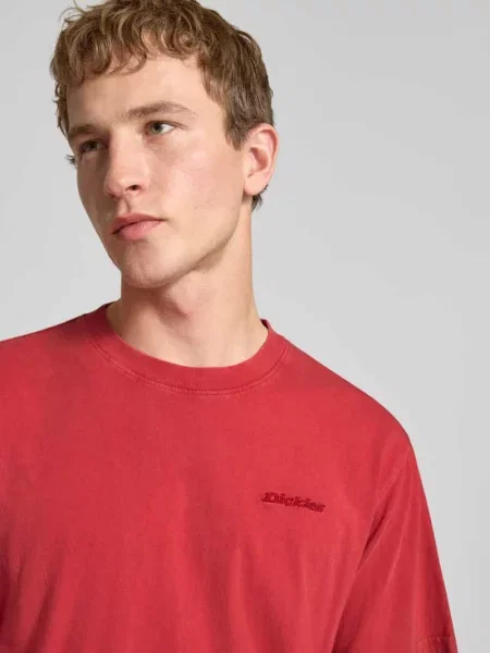 T-shirt z okrągłym dekoltem i wyhaftowanym logo Dickies czerwona