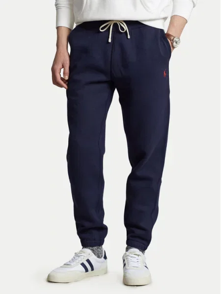 Dzianinowe spodnie dresowe Ralph Lauren niebieskie