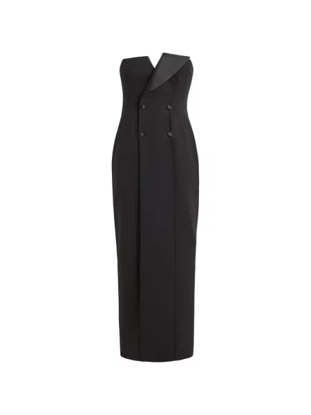 Rochie maxi P.a.r.o.s.h. cu două rânduri de nasturi negru