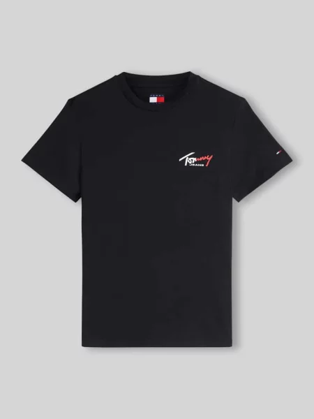 T-shirt krój slim fit z czystej bawełny Tommy Hilfiger czarna