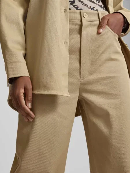 Spodnie materiałowe o kroju relaxed fit w stylu 5 kieszeni Nanushka beżowe