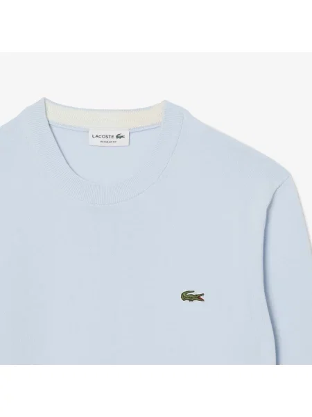 Lacoste Jednokolorowy Sweter Z Okrągłym Dekoltem niebieski