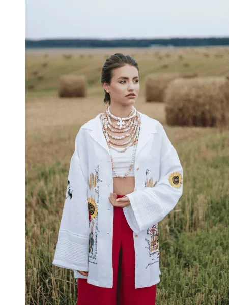 Лляна Вишита сорочка Едельвіка білий