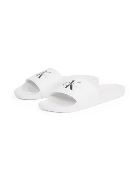 Pánske šľapky Calvin Klein Slide Monogram Cv bright white/black biela
