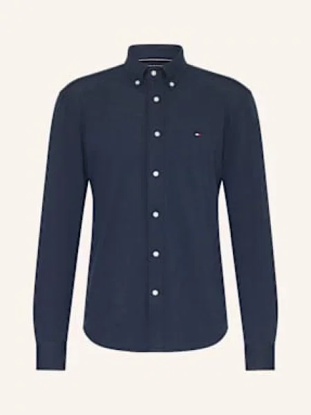 Tommy Hilfiger Koszula Pikowana Regular Fit blau granatowa