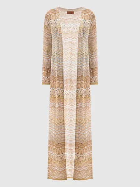 Подовжений кардиган з паєтками Missoni бежевий