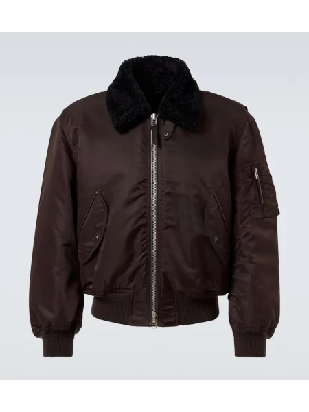 Geacă bomber Tom Ford din satin maro