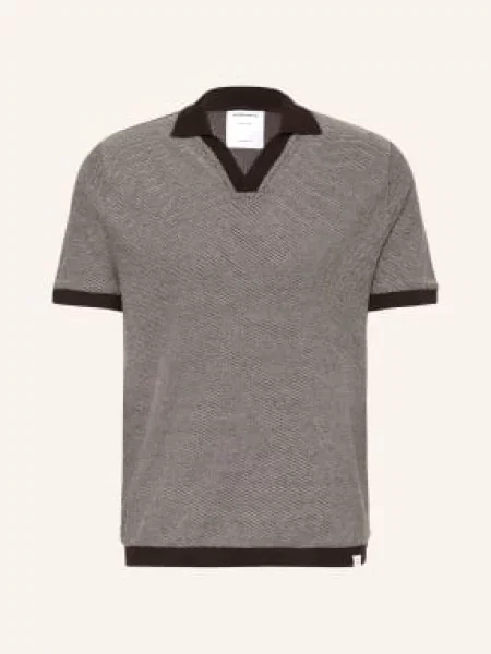 Nowadays Polo Tričko Z Džerzeje tmavě hnědá bílá