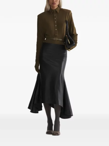 Fustă din piele Mugler asimetrică negru