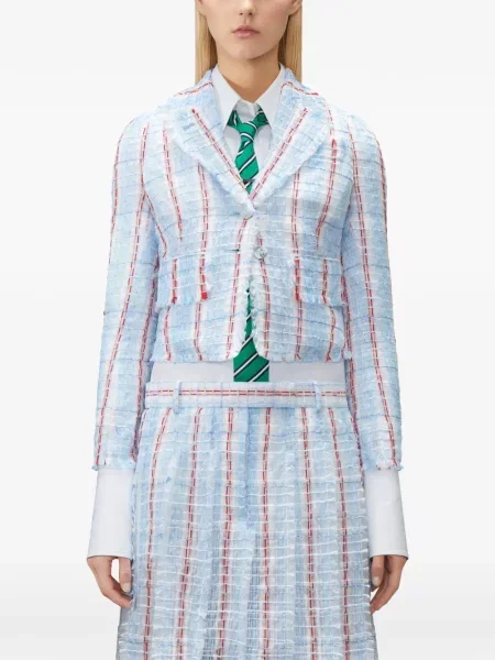 Geacă Thom Browne cu dungi din tweed albastru