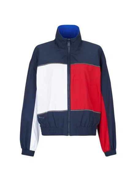 Tommy Jeans Prechodná bunda námornícka / červená / biela modrá