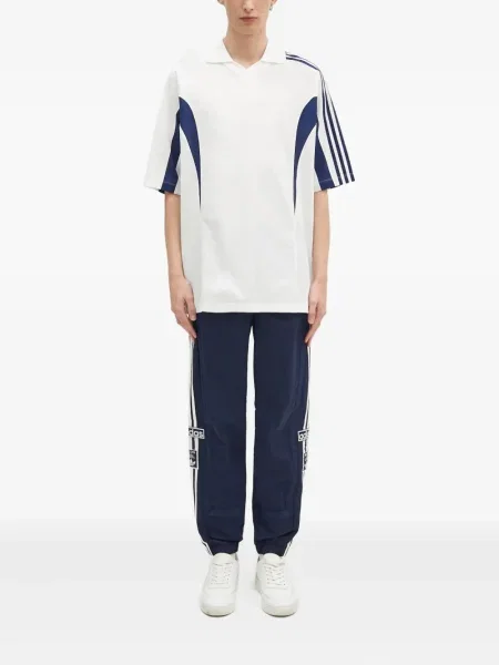 Pantaloni palazzo Adidas cu dungi plisat cu imagine albastru