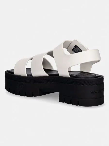 Tommy Jeans sandały skórzane TJW STRAPS LEATHER MAX SANDAL białe